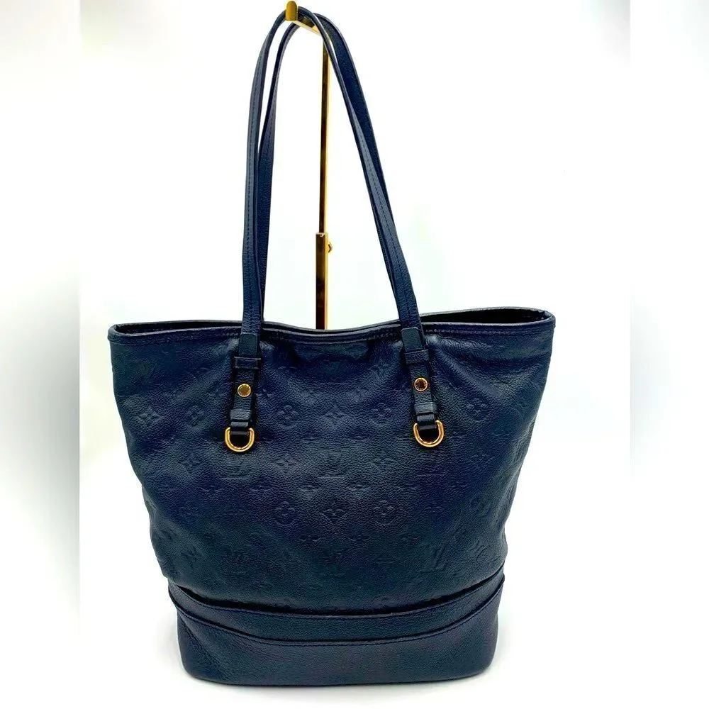 Auth Louis Vuitton Navy Blue Empriente Monogram Shopper Tote Bag